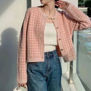 Maje Malo tweed check cardigan